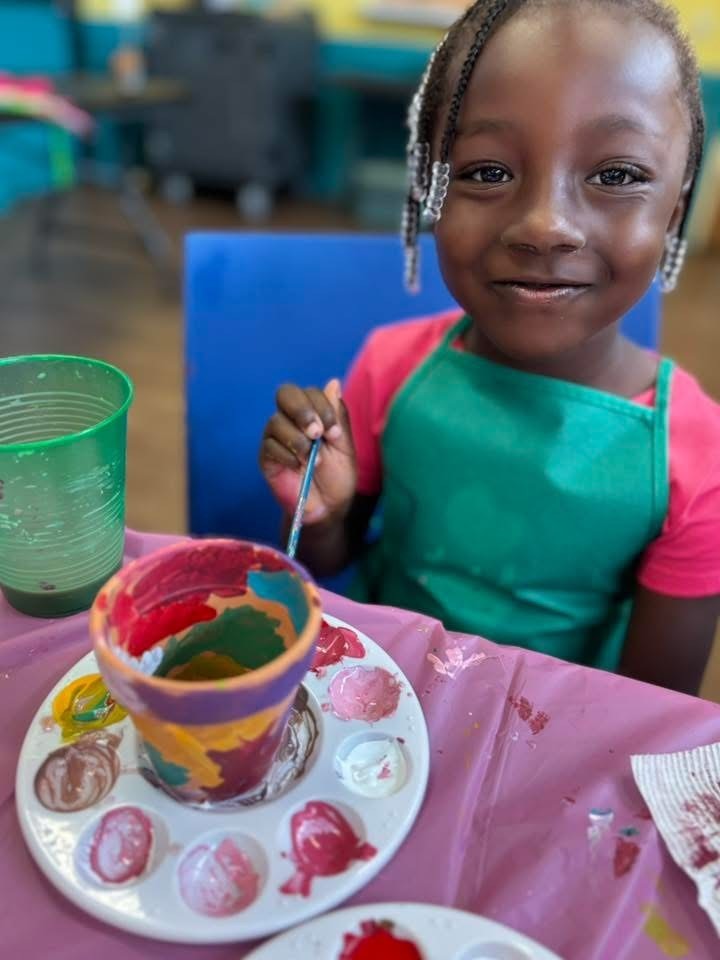Little Girl Painting Pottery